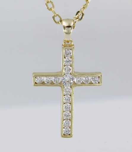 [G4062(EY)01] 純銀925十字架鋯石吊咀